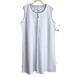 Vintage NOS Karen Neuberger Sleeveless Nightgown M Blue Stripe Made in Hong Kong